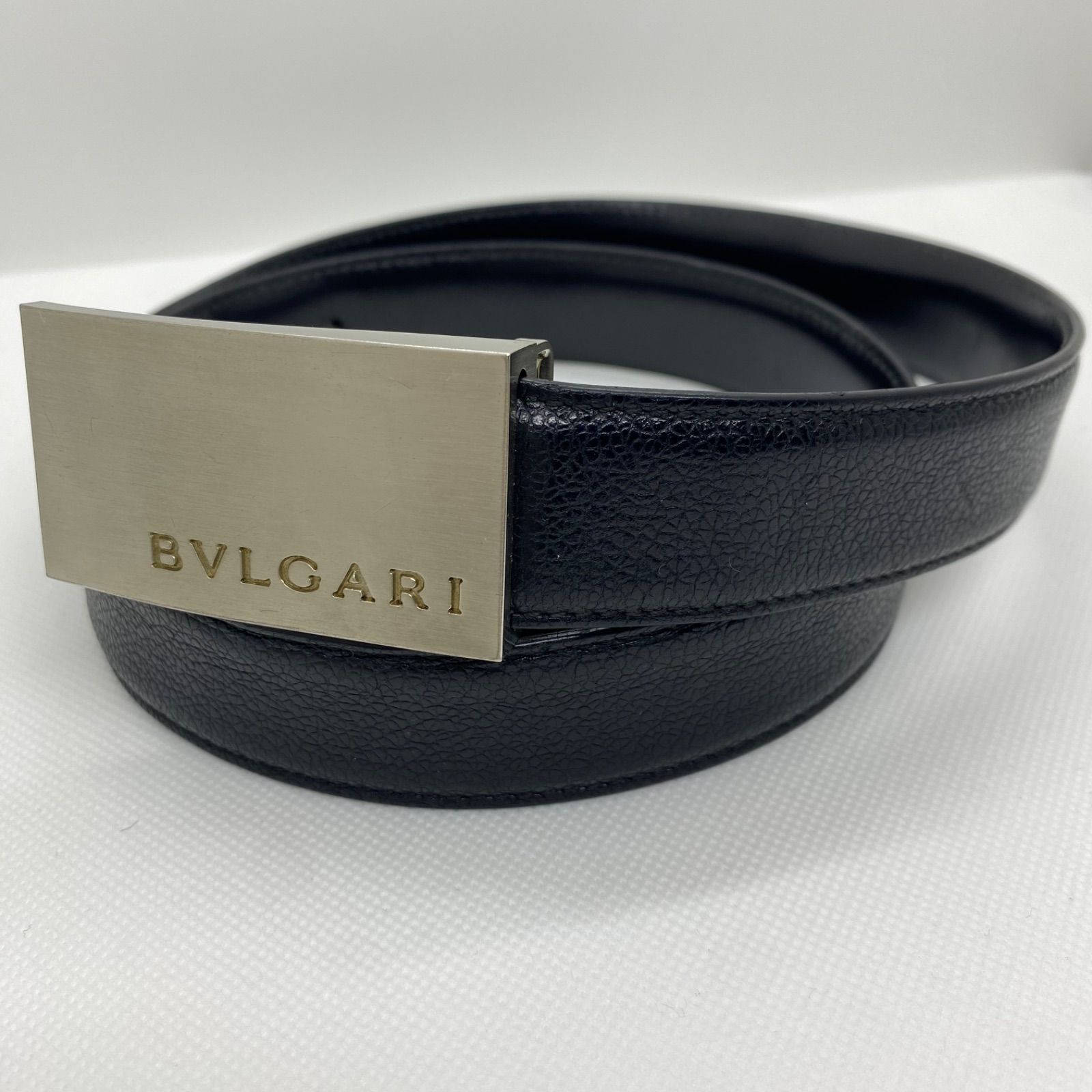 全長1155?幅3?BVLGARI ブルガリ ベルト ロゴ スクエアバックル