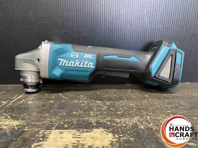 ● makita マキタ GA408DRGX ディスクグラインダ 100mm バッテリ 18V 6.0Ah ×2 充電器 砥石 サイドグリップ レンチ ケース付