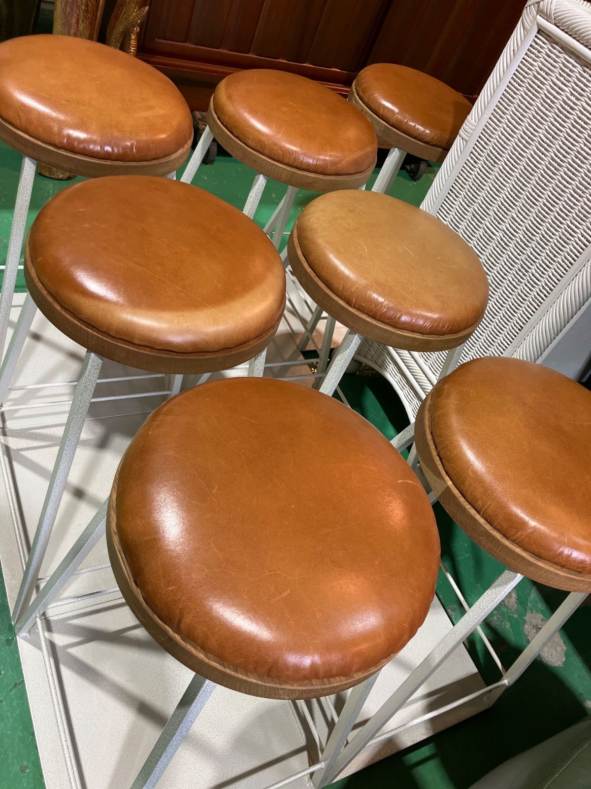 本革/スツール】オイルレザー 茶色 ブラウン 白 ホワイト オシャレ