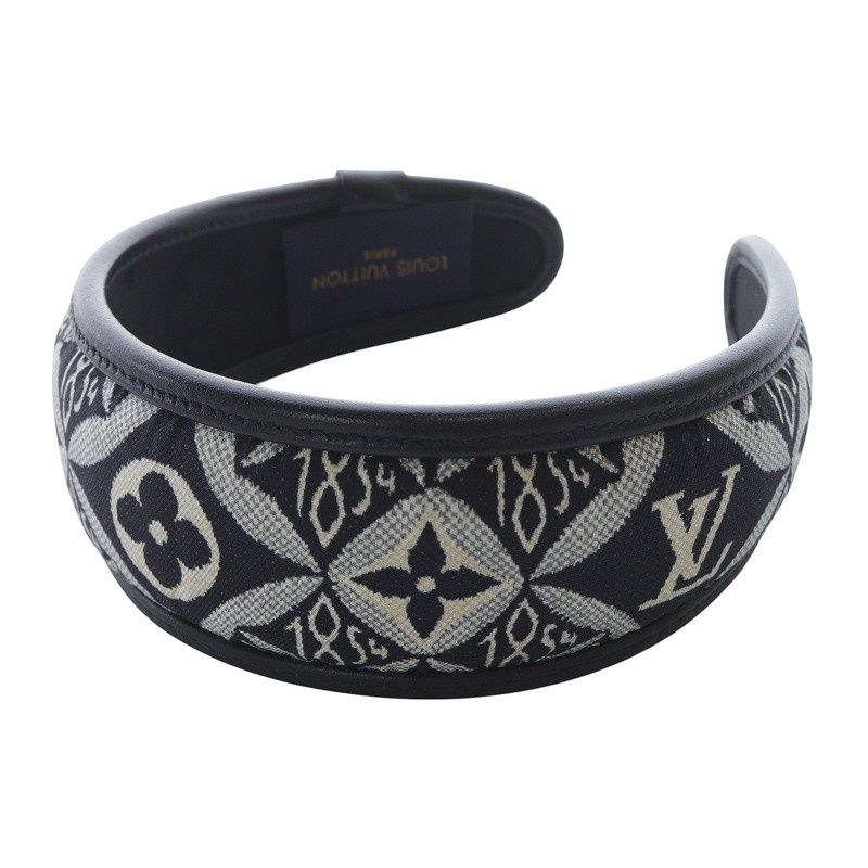 ルイヴィトン モノグラム カチューシャ ヘアバンド シルク レザー ブラック ルイヴィトン モノグラム カチューシャ ヘアバンド シルク レザー ブラック