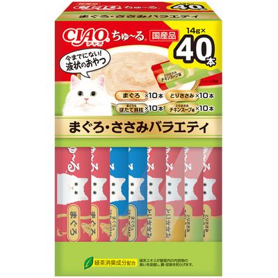 同梱不可 8個セット いなばペットフード ＣＩＡＯちゅーる まぐろ ささみバラエティ １４ｇ×４０Ｐ