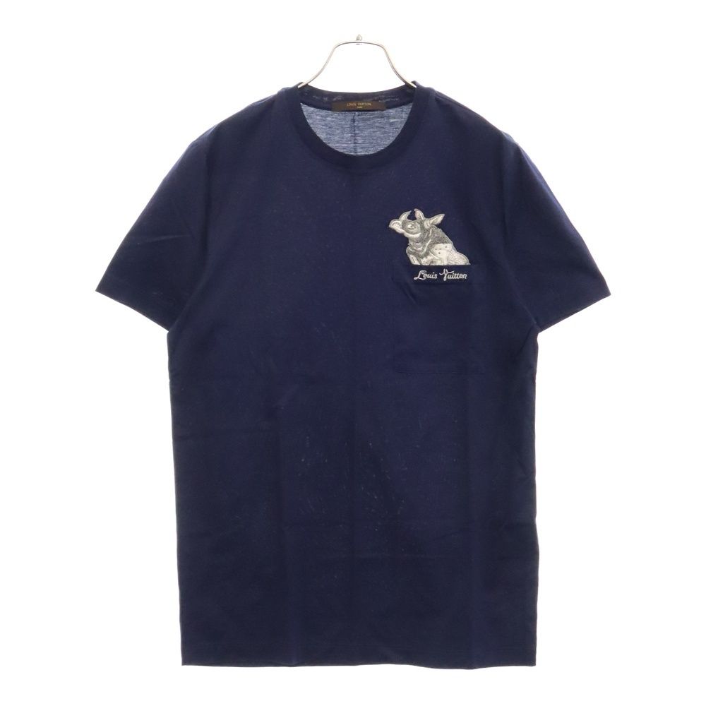 LOUIS VUITTON (ルイヴィトン) 17SS T-Shirt サイ ロゴ刺繍 半袖ポケットTシャツ ネイビー RM171M JOB HBY33W