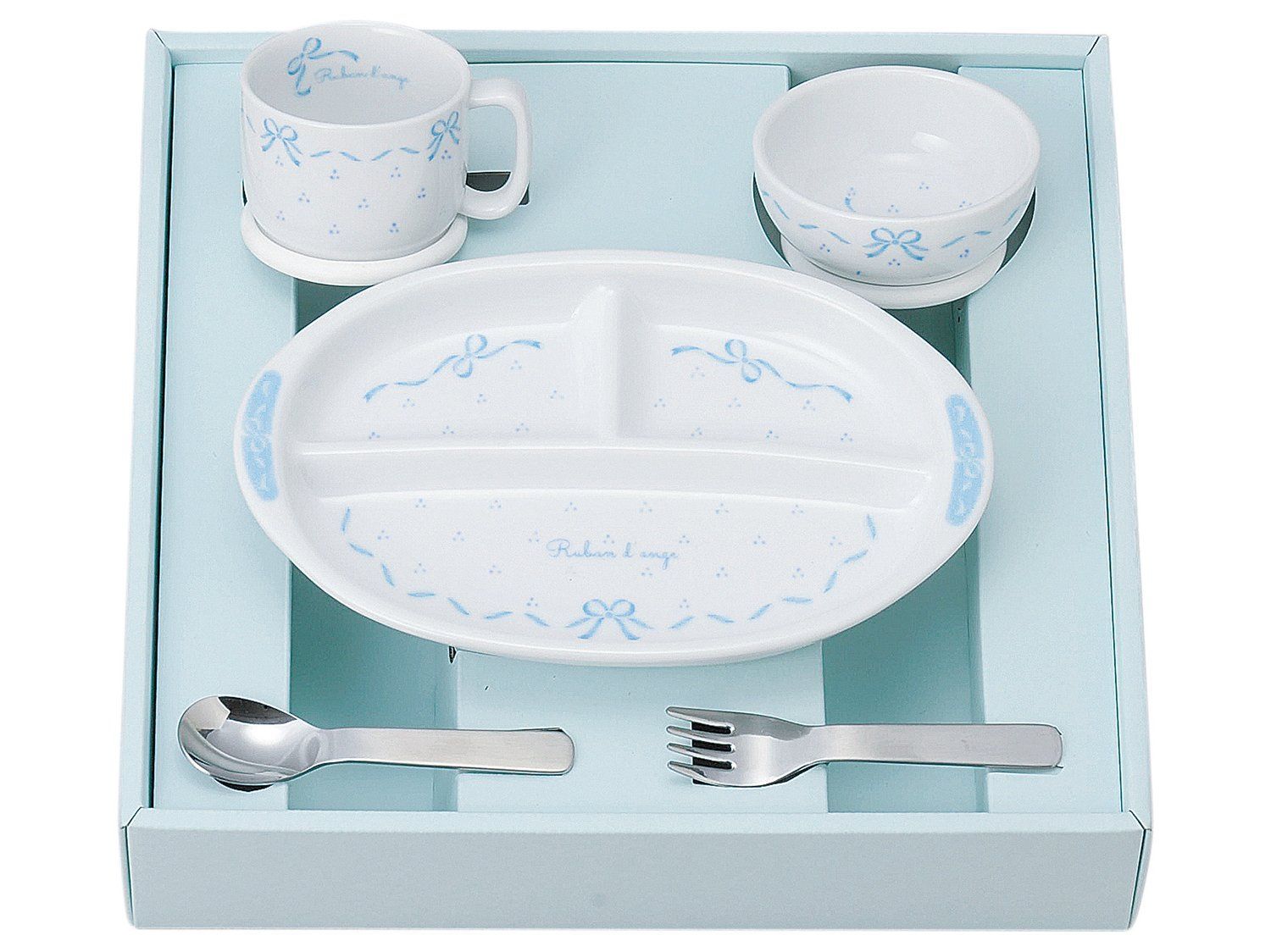 新着商品 金正陶器 リボン デ アンジュ 幼児用 食器 ギフトセット 子供用 食器 白 910750