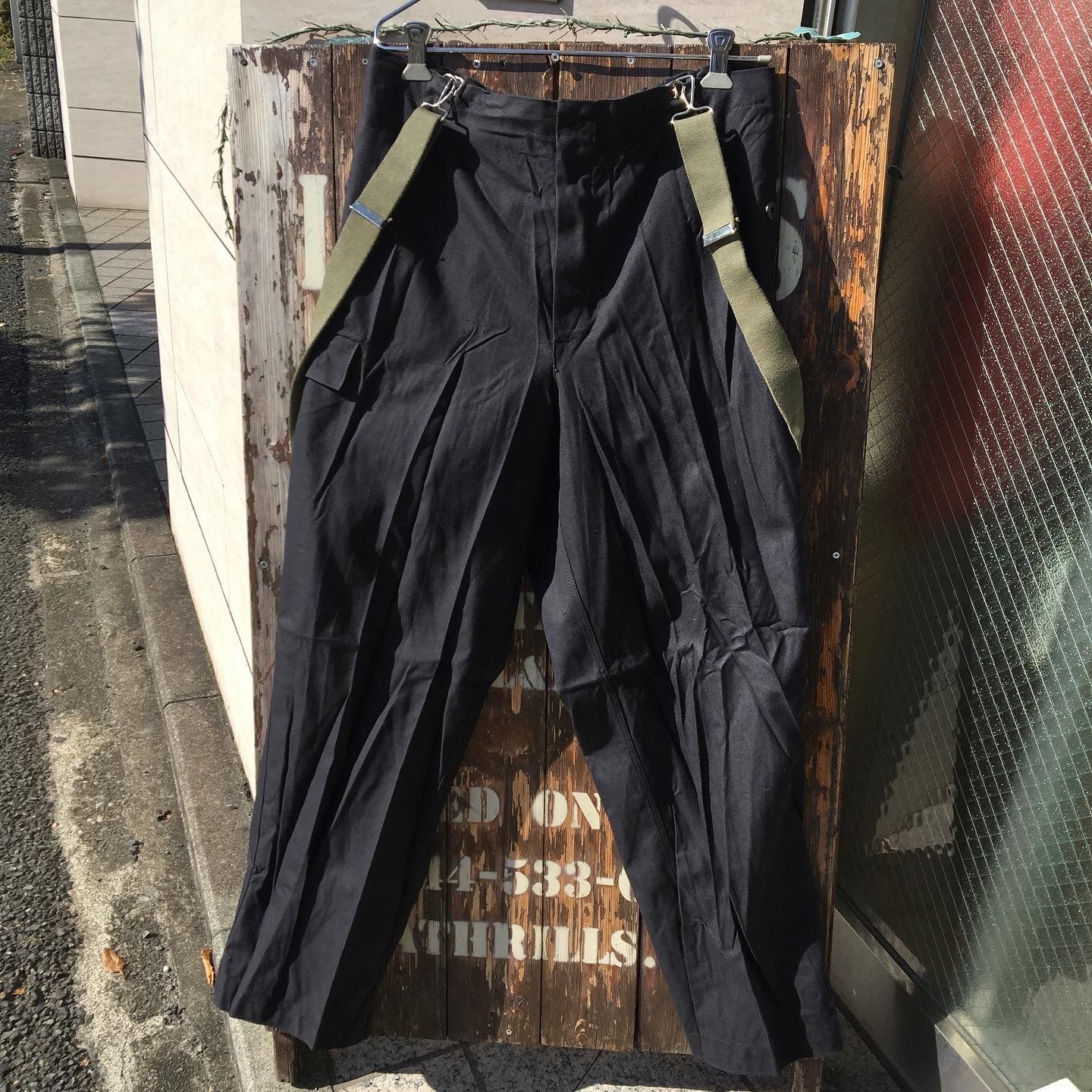 レア　美品　60s 東ドイツ軍　カーゴ　ミリタリー　パンツ サスペンダー 60's Vintage 【East German Army】 東ドイツ軍 ワークパンツ+
