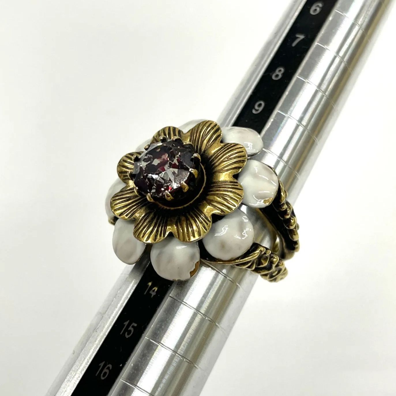 鑑定済み】 【訳あり】 GUCCI グッチ フラワー カクテルリング S 