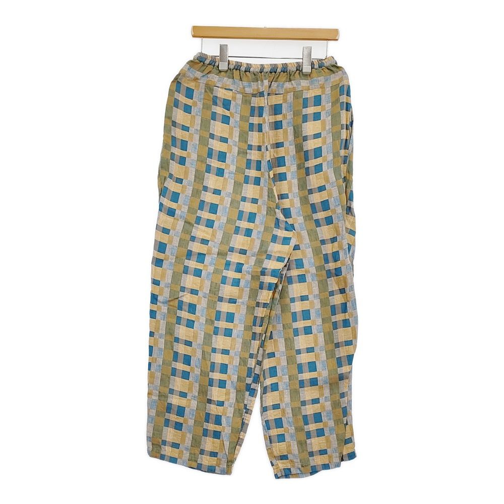 kijinokanosei hikari KJ307SS51B リネンチェック イージー パンツ ベージュ ブルー レディース キジノカノウセイ 5-0902M♪