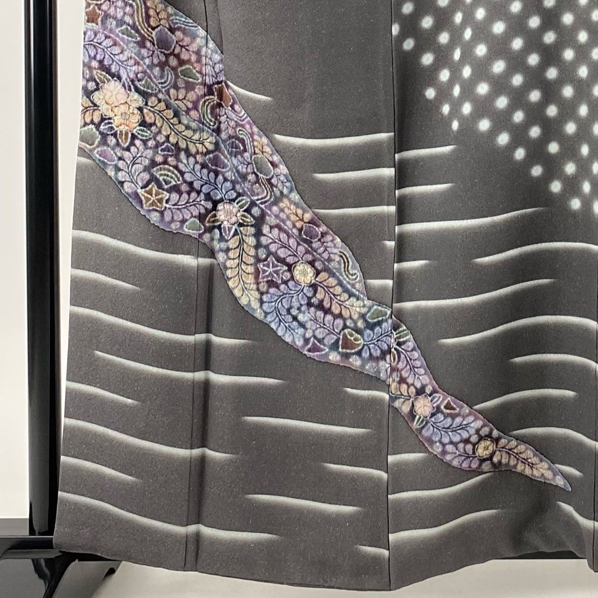 訪問着 身丈160.5cm 裄丈64cm M 袷 樋熊哲也 落款 辻が花 水玉模様 金  