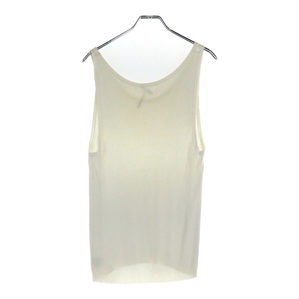 HERMES エルメス マルジェラ期 ビスコース レーヨン リブ ニット ノースリーブ タンクトップ カットソー ホワイト レディース