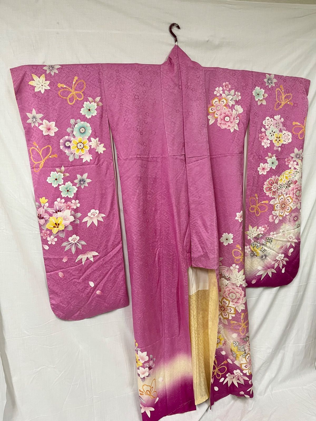 仕立上がり 振袖 成人式 卒業式 晴れ着 ピンク 花柄 M ７