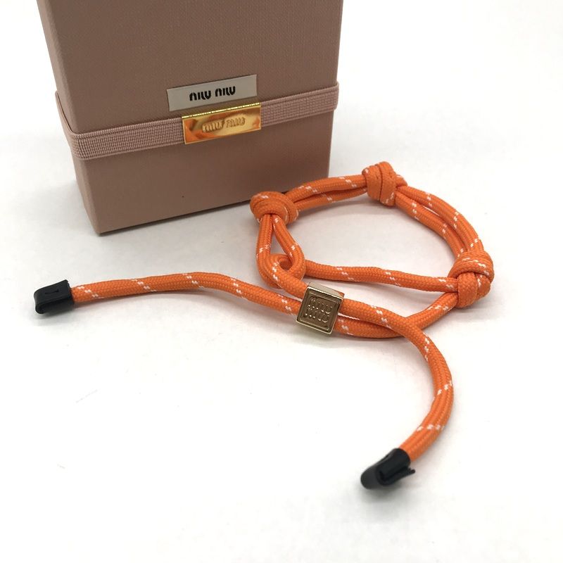 miumiu ブレスレット 5IB538 ロゴメタル アンクレット 箱付 プレゼント 