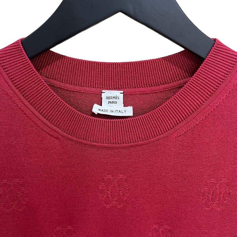 エルメス HERMES Hリフト 半袖ニットワンピース 34 シルク57