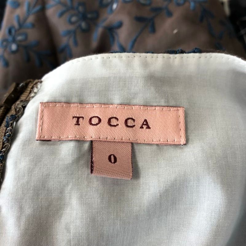 トッカ TOCCA ワンピース Vネック フレンチスリーブ 花柄 刺繍 レース