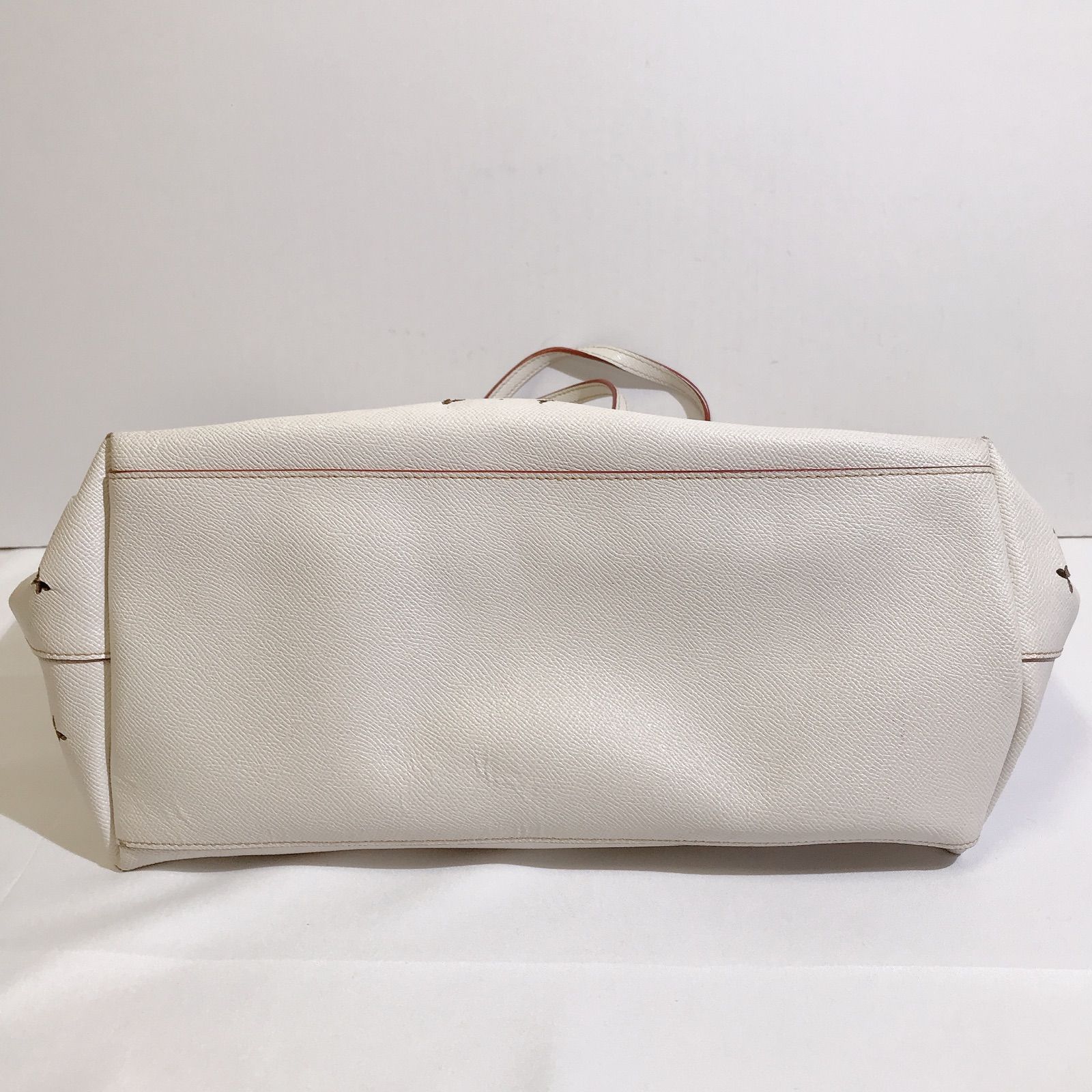 美品】COACH コーチ トートバッグ リボン ドット ホワイト レディース 
