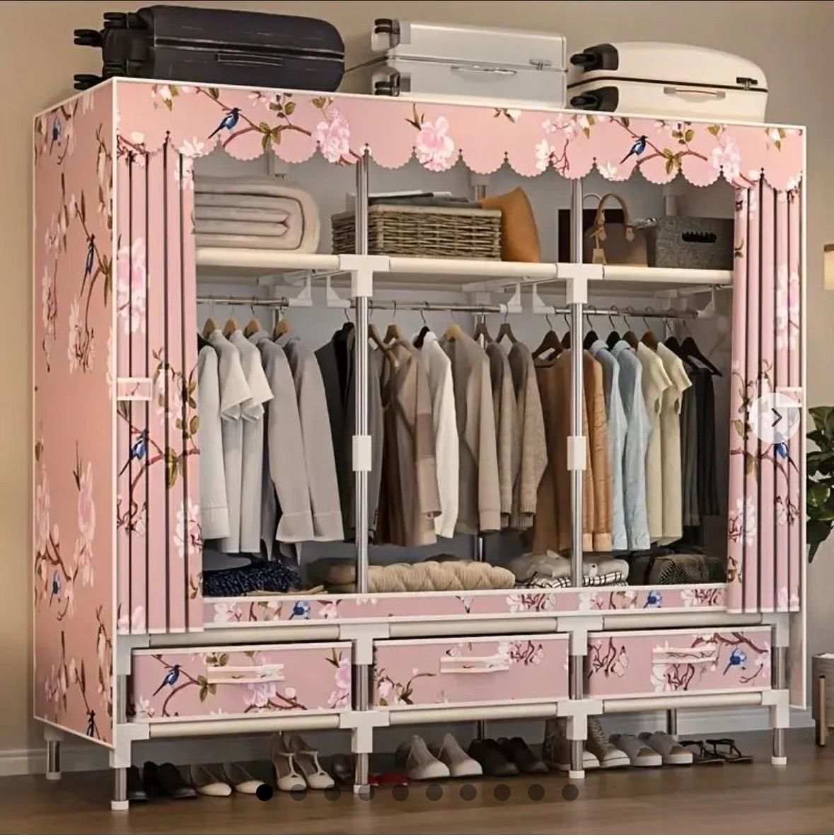 亜美ちゃん様 衣類収納ワードローブ 防塵カバー付き スチールフレーム付き 大型収納クローゼット 耐久性のある衣類収納ラック キャビネ