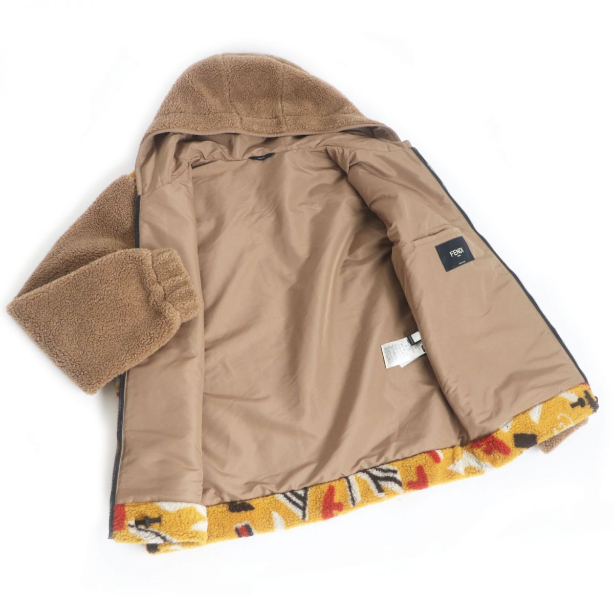 極美品□21AW FENDI/フェンディ FW1122 Printed Fleece Zip-Up Hoodie ...