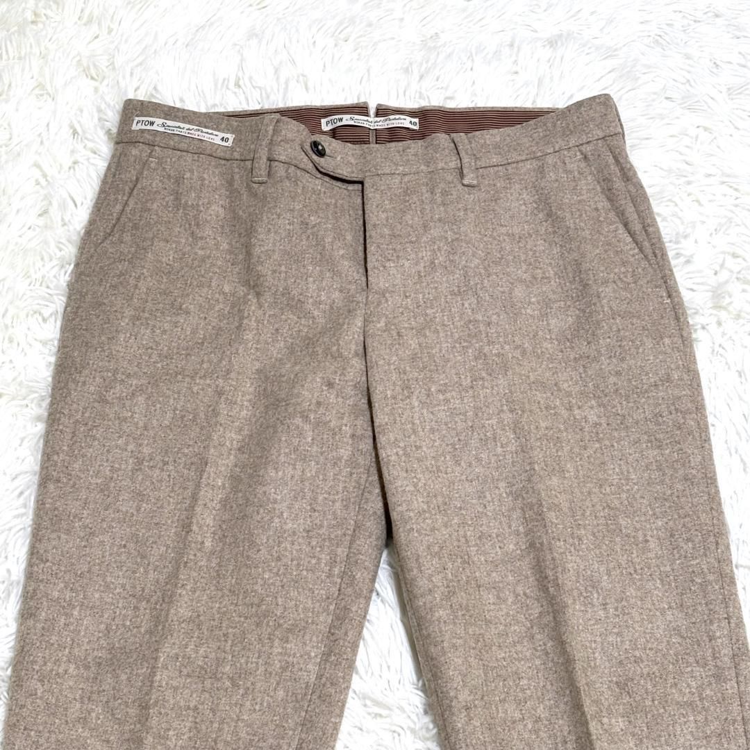PT0W ピーティーゼロダブリュー ウールスラックスパンツ 40ベージュ