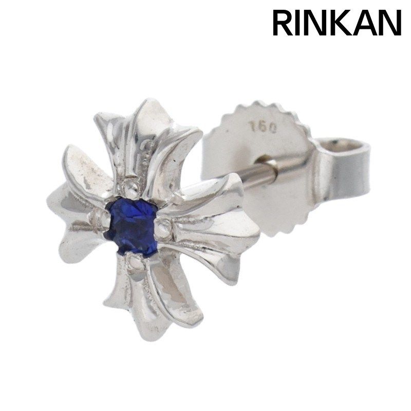 クロムハーツ 18K No2 CH PLS 1SAP|18KCHプラススタッド 1ブルーサファイヤ ホワイトゴールドワンサファイアピアス メンズ