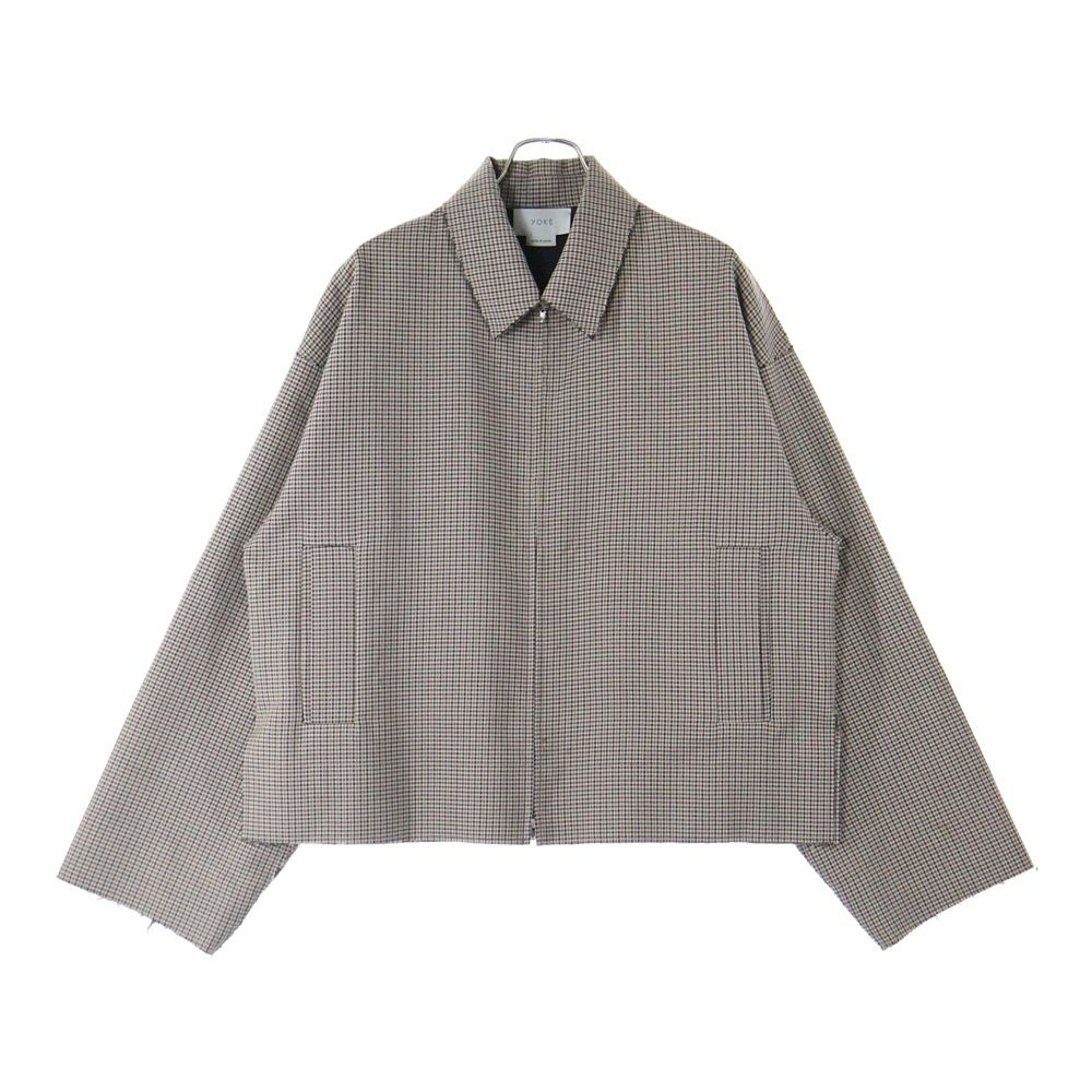 YOAK ヨーク 19AW CUT-OFF JACKET カットオフ フルジップ チェックジャケット ブラウン YK19AW0054B