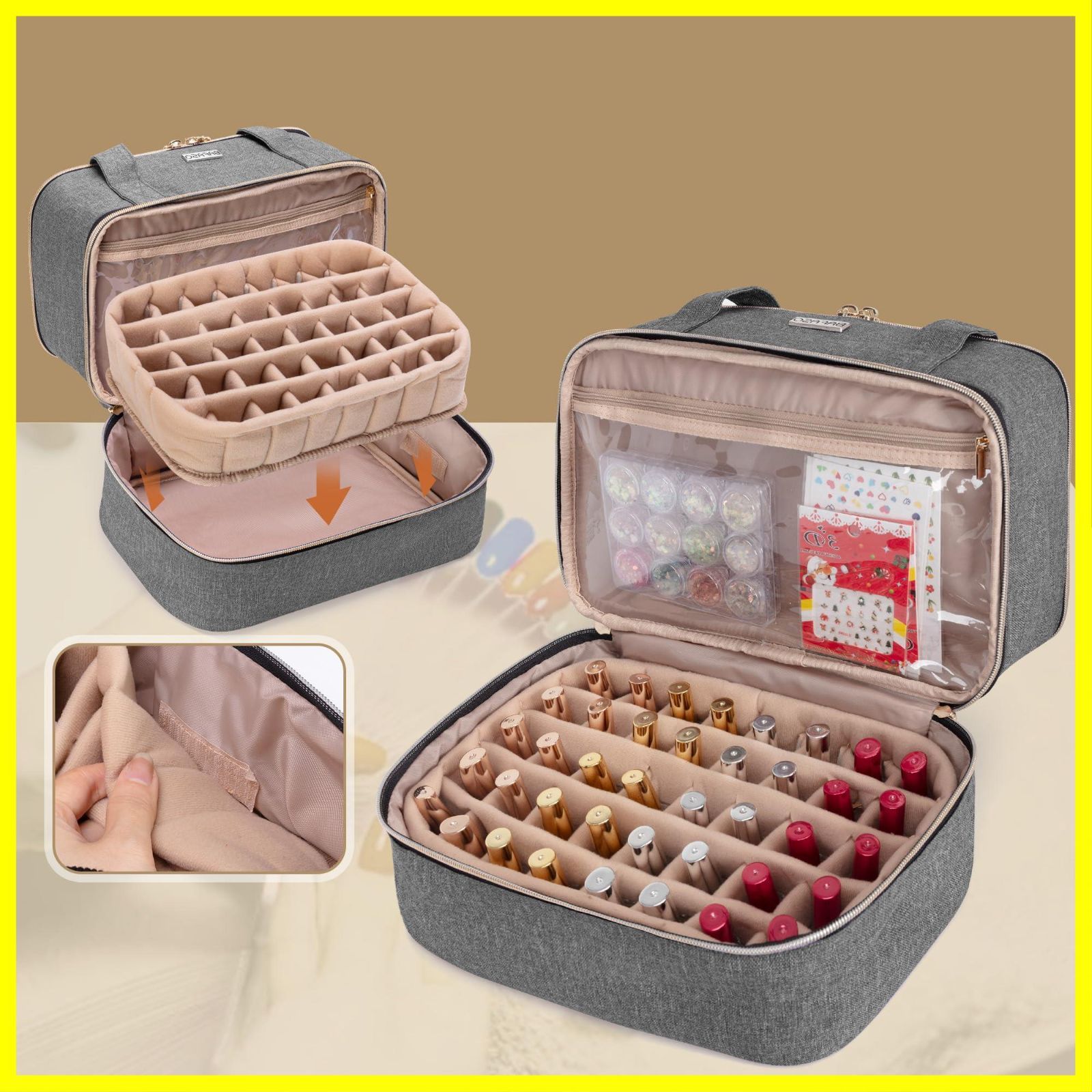 BAFASO マニキュア収納 リュック 56ボトル用 ネイルライト ネイル道具 収納 3WAY 持ち運び 黒 ☆即納☆BAFASO マニキュア収納 リュック 56ボトル用 ネイルライト ネイ