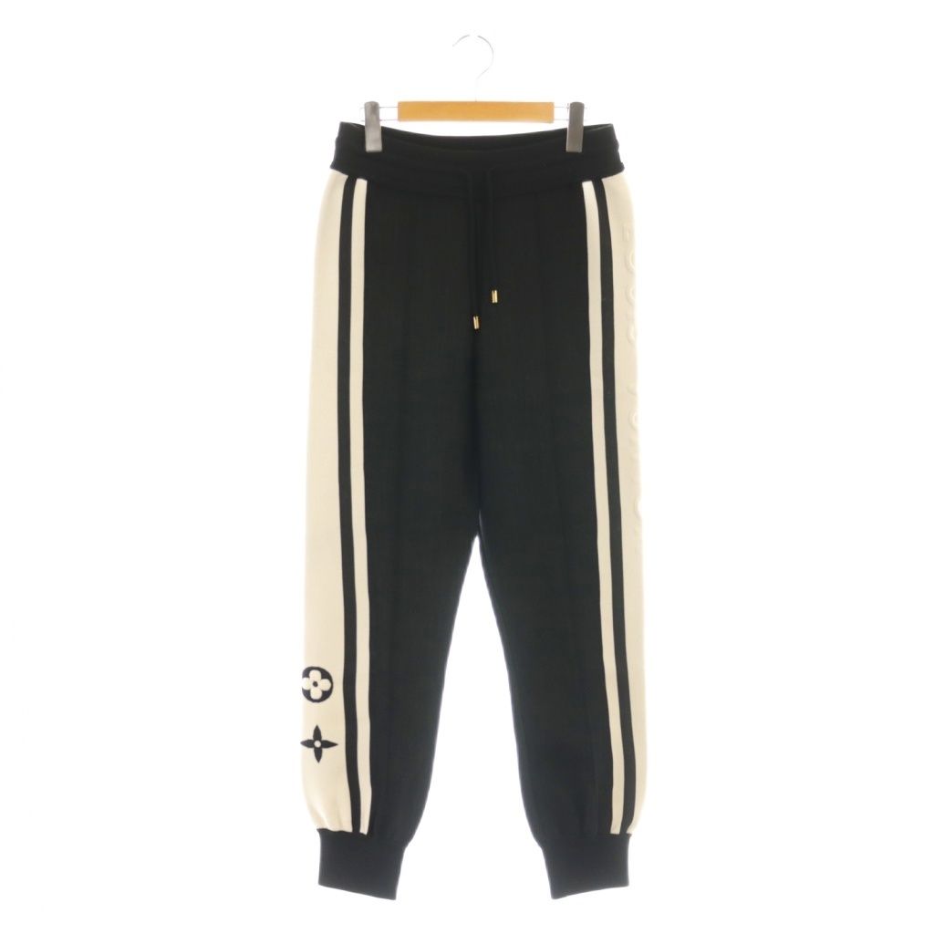 ルイヴィトン LOUIS VUITTON 22AW サイドロゴモノグラムニットトラックパンツ イージーパンツ S ブラック ホワイト DF OS