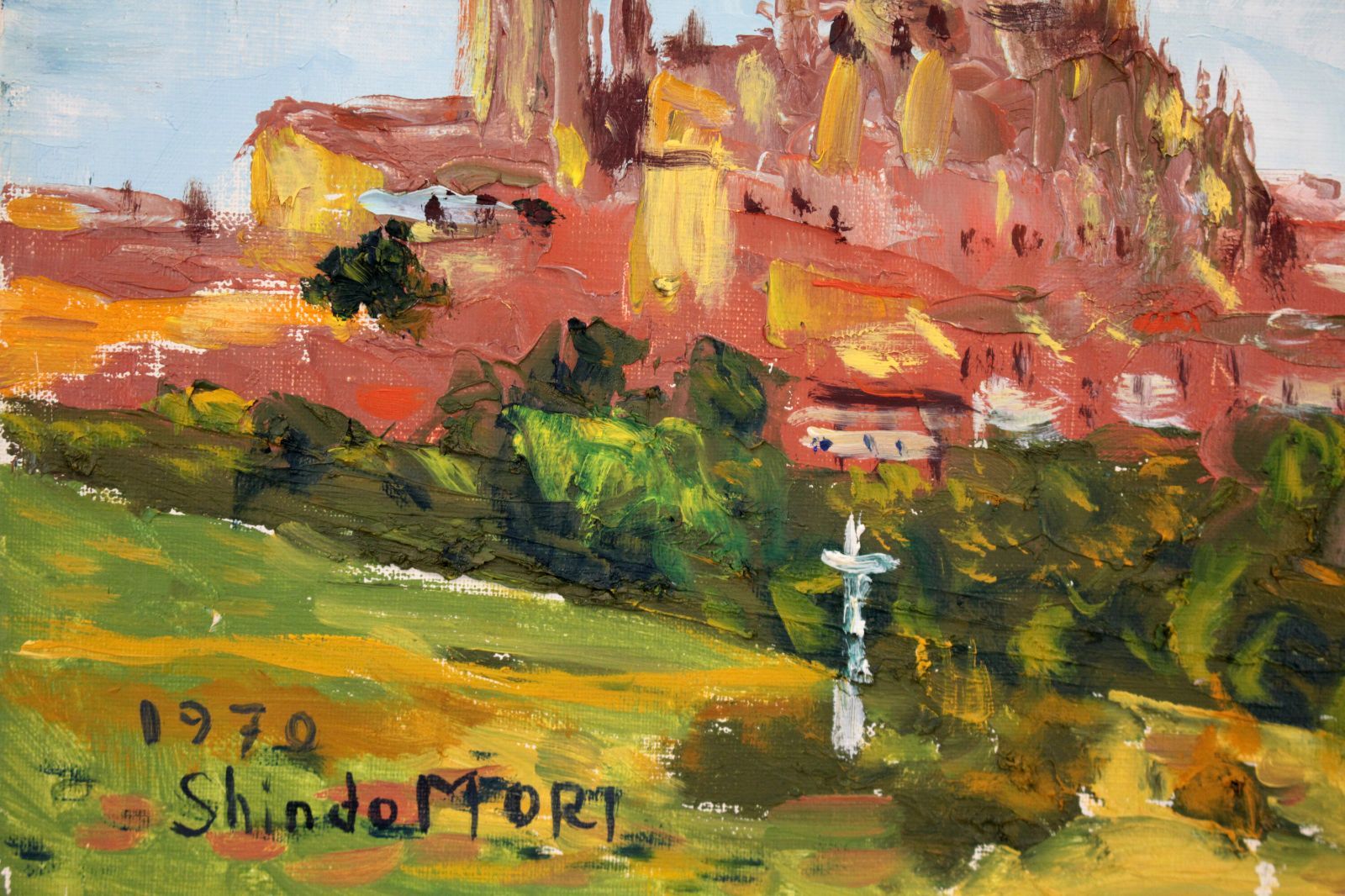 森真道 「スペイン セコビヤ風景」 油絵・油彩画 絵画 森真道 『スペイン セコビヤ風景』 油彩画 - 北海道画廊