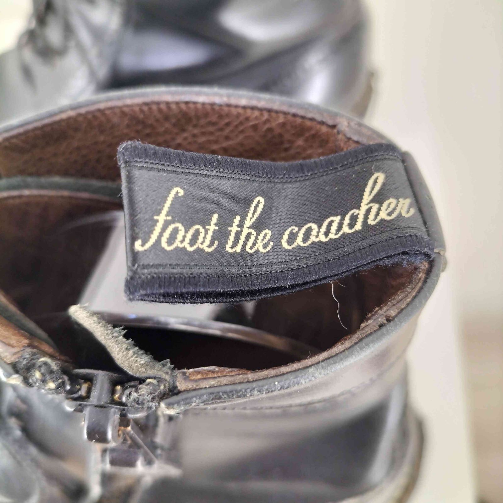 フットザコーチャー foot the coacher ウイングチップ サイドジップ レースアップブーツ メンズ US：10 