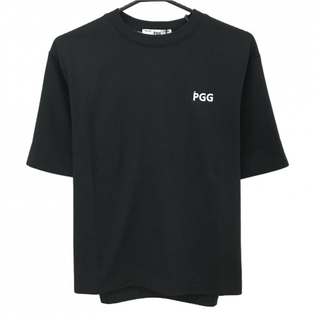 【新品】PGGパーリーゲイツ Tシャツ 黒 ロゴプリント シンプル レディース 0(S) ゴルフウェア PEARLY GATES