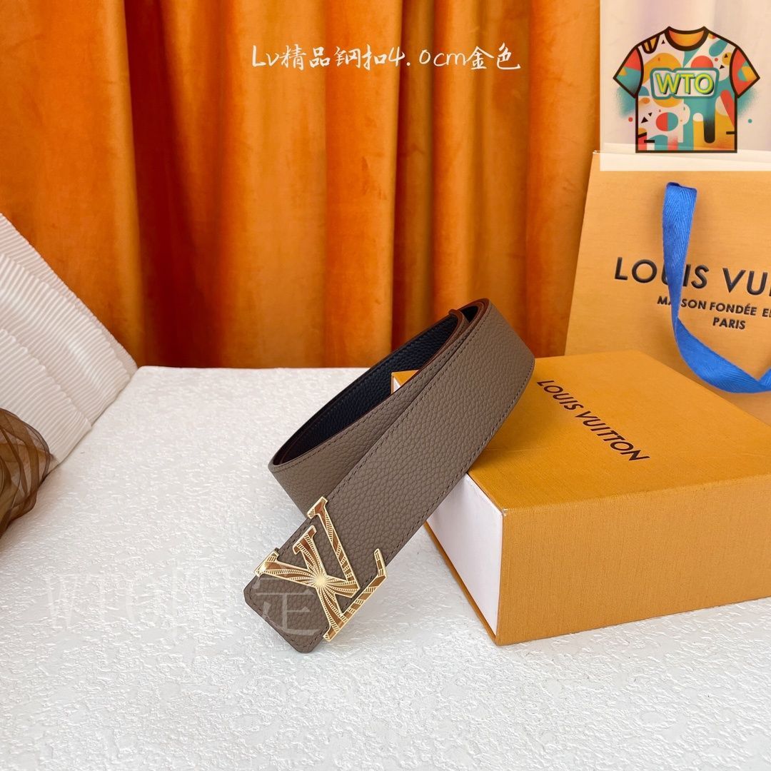 今日特価】LOUIS VUITTON Double-sided ライチ柄 レザーベルト-1