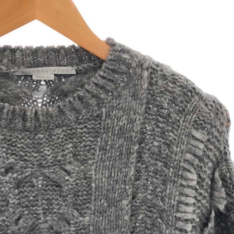 Stella McCartney - STELLA McCARTNEY / ステラマッカートニー | 2019AW | Dropped Shoulder Cable Knit Jumper アルパカ混 ケーブル フリンジ ニット | 38 | グレー | レディース STELLA McCARTNEY / ステラマッカートニー | 2019AW | Dropped