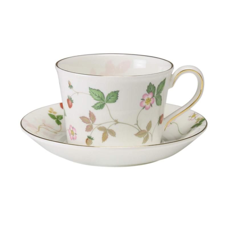 Wedgwood ウェッジウッド ワイルド ストロベリー パステル ティーカップ-amp-ソーサー ピンク 並行輸入品