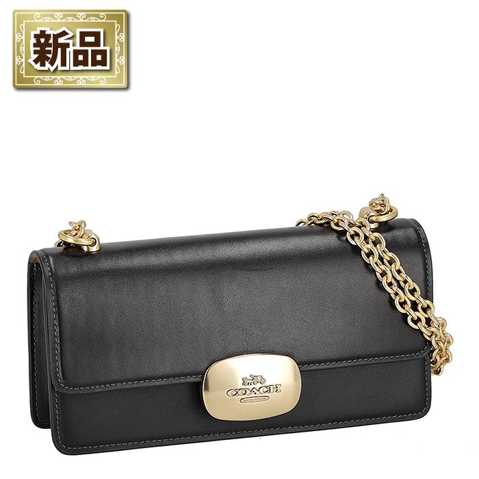 コーチ COACH ショルダーバッグ エライザ フラップ クロスボディ CP008 IMBLK 2025 SS ブラック カーフレザー ゴールドチェーン