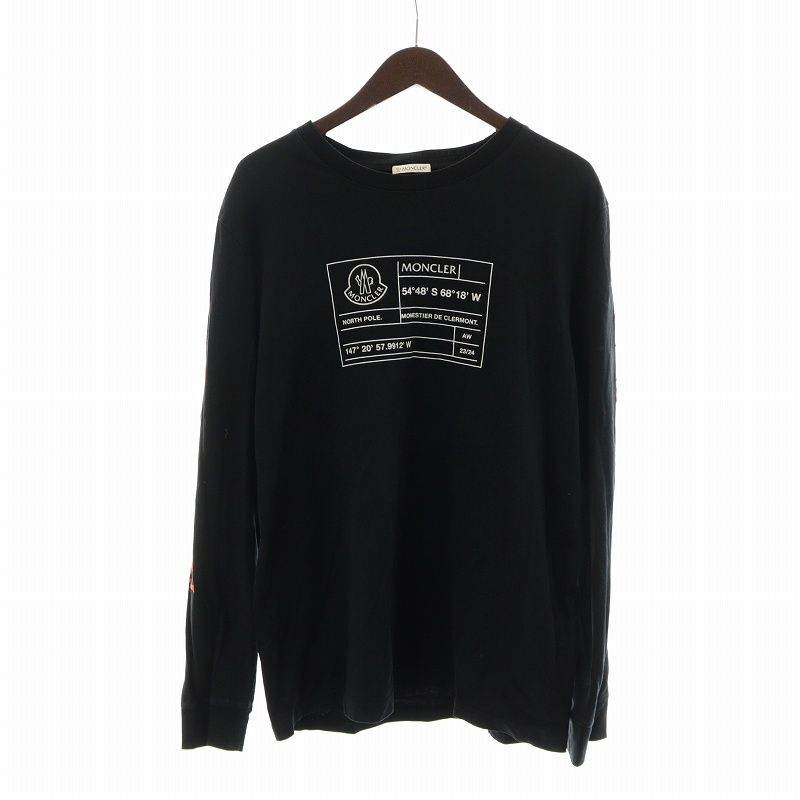 モンクレール MONCLER Tシャツ カットソー 長袖 ロンT ロゴ L 黒 ブラック GY18 /MQ