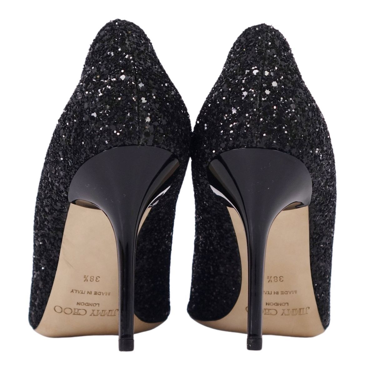 未使用 ジミーチュウ JIMMY CHOO パンプス オープントゥ グリッター 