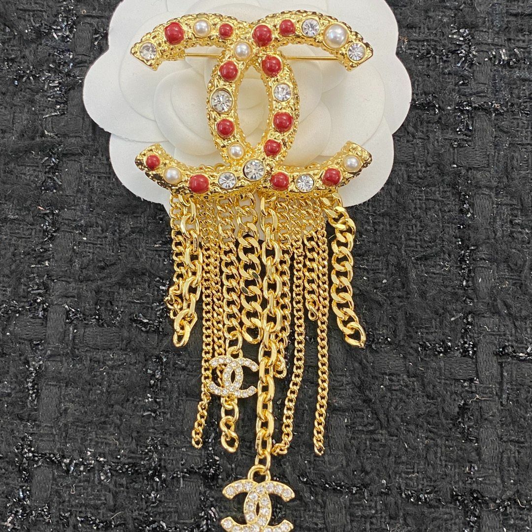 CHANEL 希少 レア ダブルチェーン ダブル ツイン ブローチ 美品