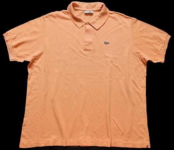 70s フランス製 CHEMISE LACOSTE ラコステ ワンポイント コットン 鹿の子 ポロシャツ 薄オレンジ 8106特大 ビンテージ フレンチ ユーロ