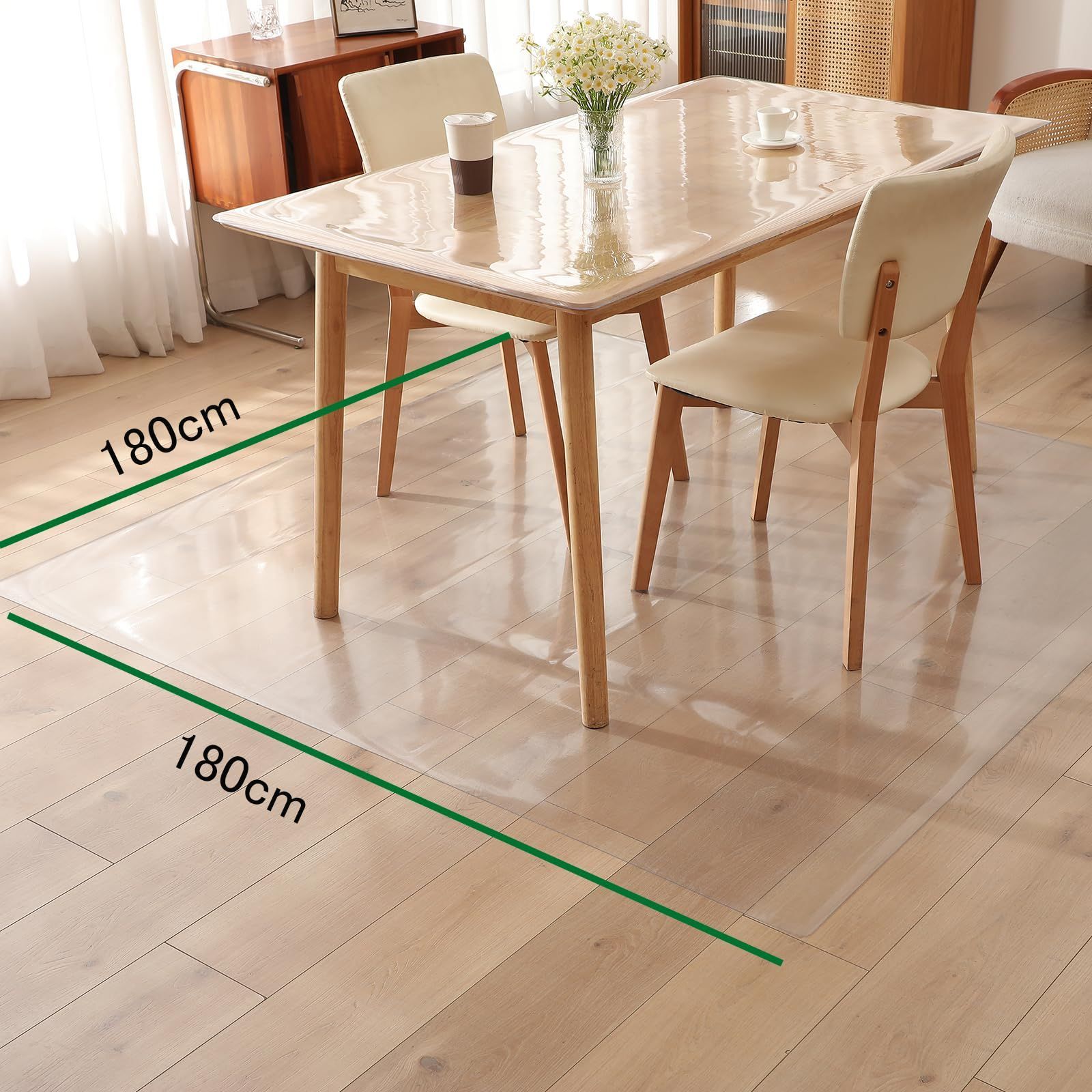 160 200cm 厚さ1.5mm 滑り止め 床暖房対応 お手入れ簡単 汚れ防止 保護シート 床 超大判 下に敷くマット ダイニングテーブル 撥水 クリア 床保護マット PVC 特大サイズ 厚さ1.5mm 160x200cm エンボス加工 透