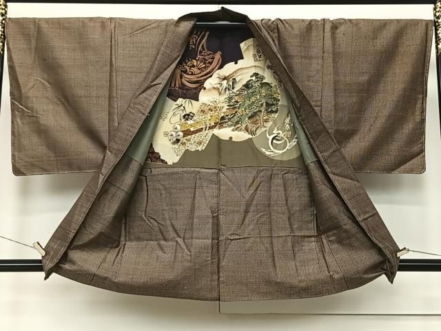 平和屋着物□男性 本場大島紬 アンサンブル 100亀甲 羽裏：龍