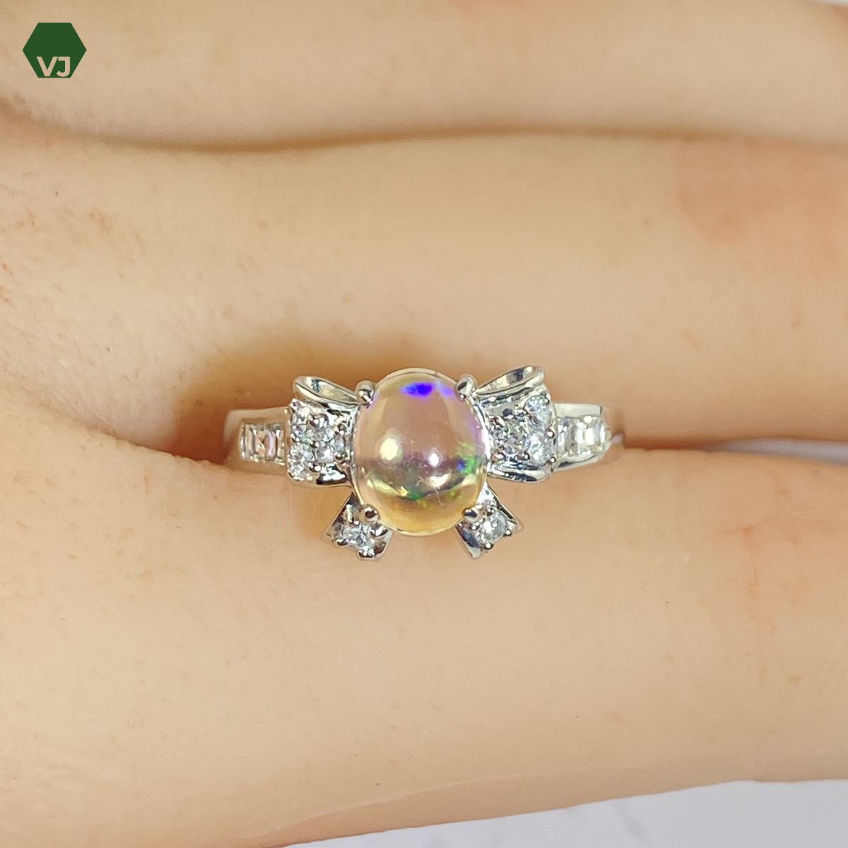 31-36】 ウォーターオパール ダイヤ リング 0.81ct D0.27ct【中古 