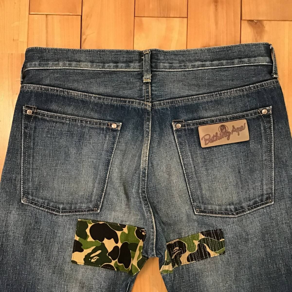 BAPE DAMAGE DENIM PANTS Mサイズ a bathing ape ABC camo ダメージ