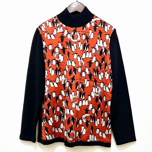 wnc セリーヌ CELINE ニット・セーター 42 赤系 黒 シルク使い 異素材