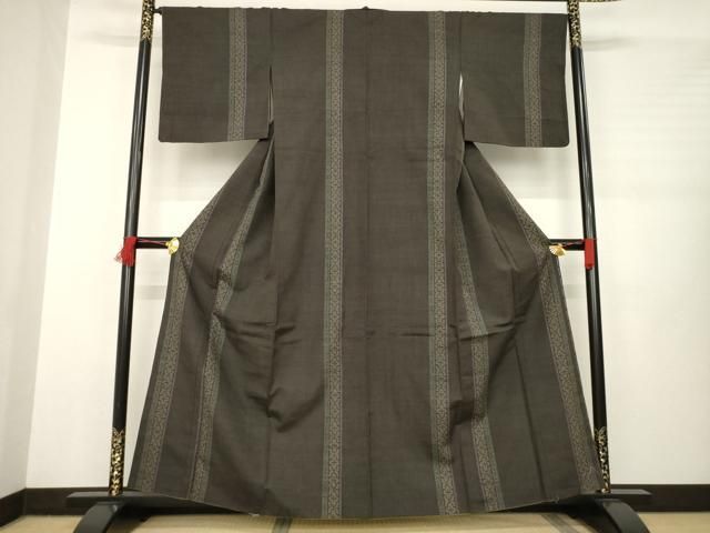 平和屋着物 結城紬 100亀甲 間道 飛び亀甲柄 正絹 AABB3875ck