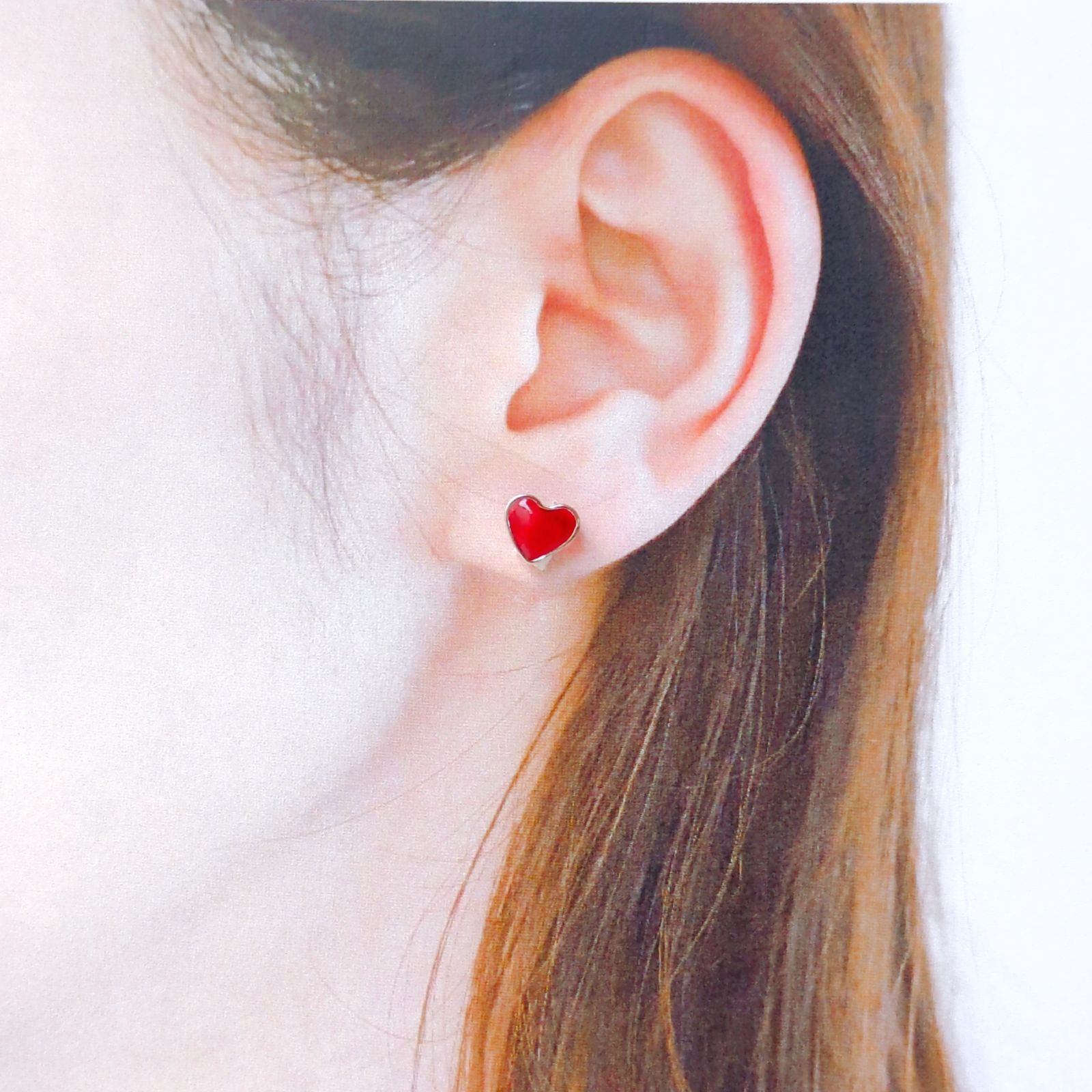 1575】レッド ハート ハンドメイドアクセサリー ピアス イヤリング
