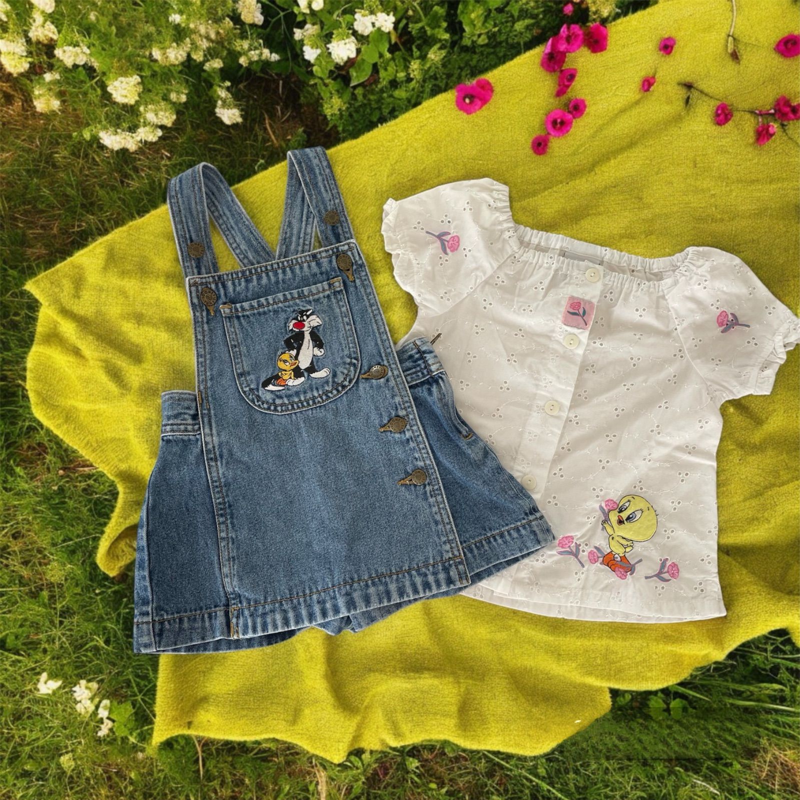 ヴィンテージ　トゥイーティー　サロペット トゥイーティー 2T サロペット オーバーオール vintage 古着