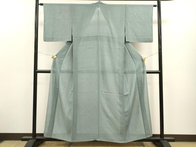 平和屋着物＊夏物 色無地 絽 墨流し紋紗 水浅葱色 正絹 逸品  