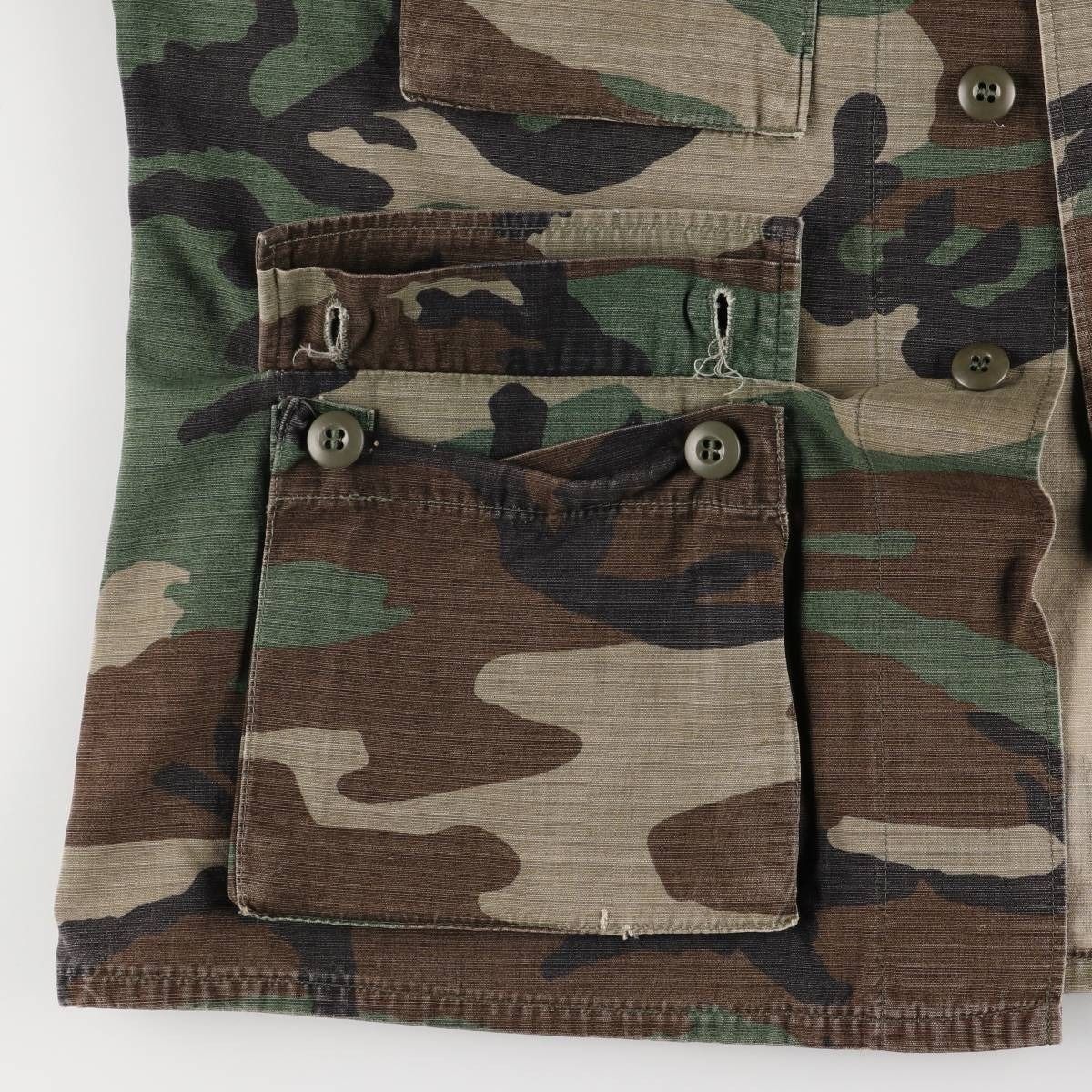 ウッドランドカモ リップストップ ミリタリージャケット 迷彩 古着 00年代 米軍実品 迷彩柄 ウッドランドカモ リップストップ
