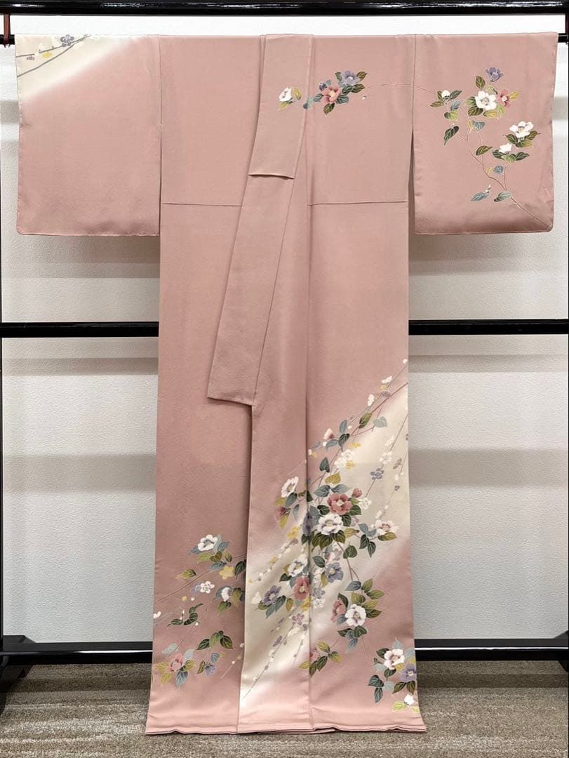 手描き友禅 作家物 訪問着 落款入 ちりめん 正絹 躾糸付き - メルカリ