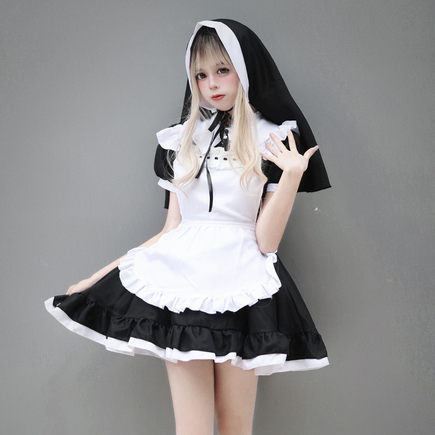 セクシーブラックアンドホワイトロリメイドドレス – Belchic