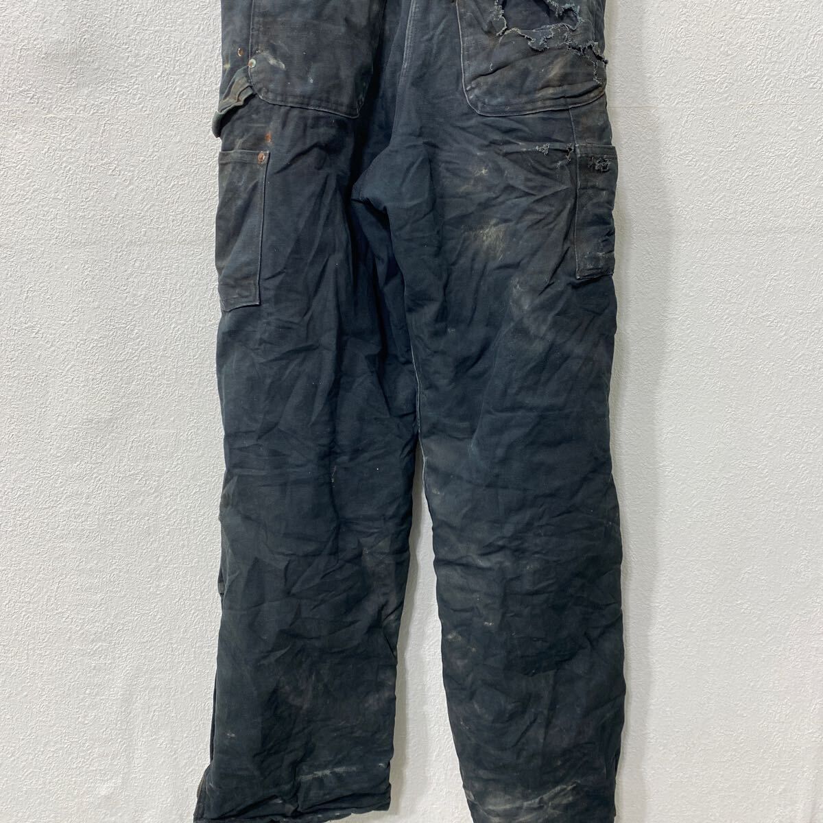 ★USA古着★ Carhartt 中綿オーバーオール　ダブルニー Carhartt 中綿 ダック ダブルニー オーバーオール W32 ブラック