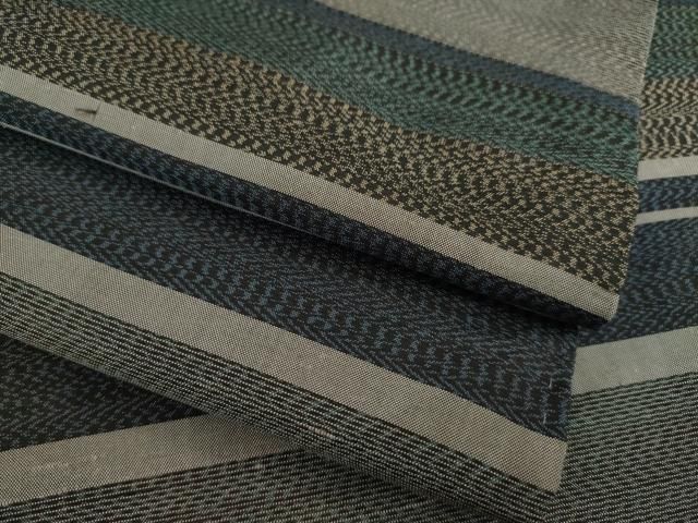 平和屋着物○本場大島紬 残糸織 やたら織 横段文 正絹 逸品 AAAY4694ck