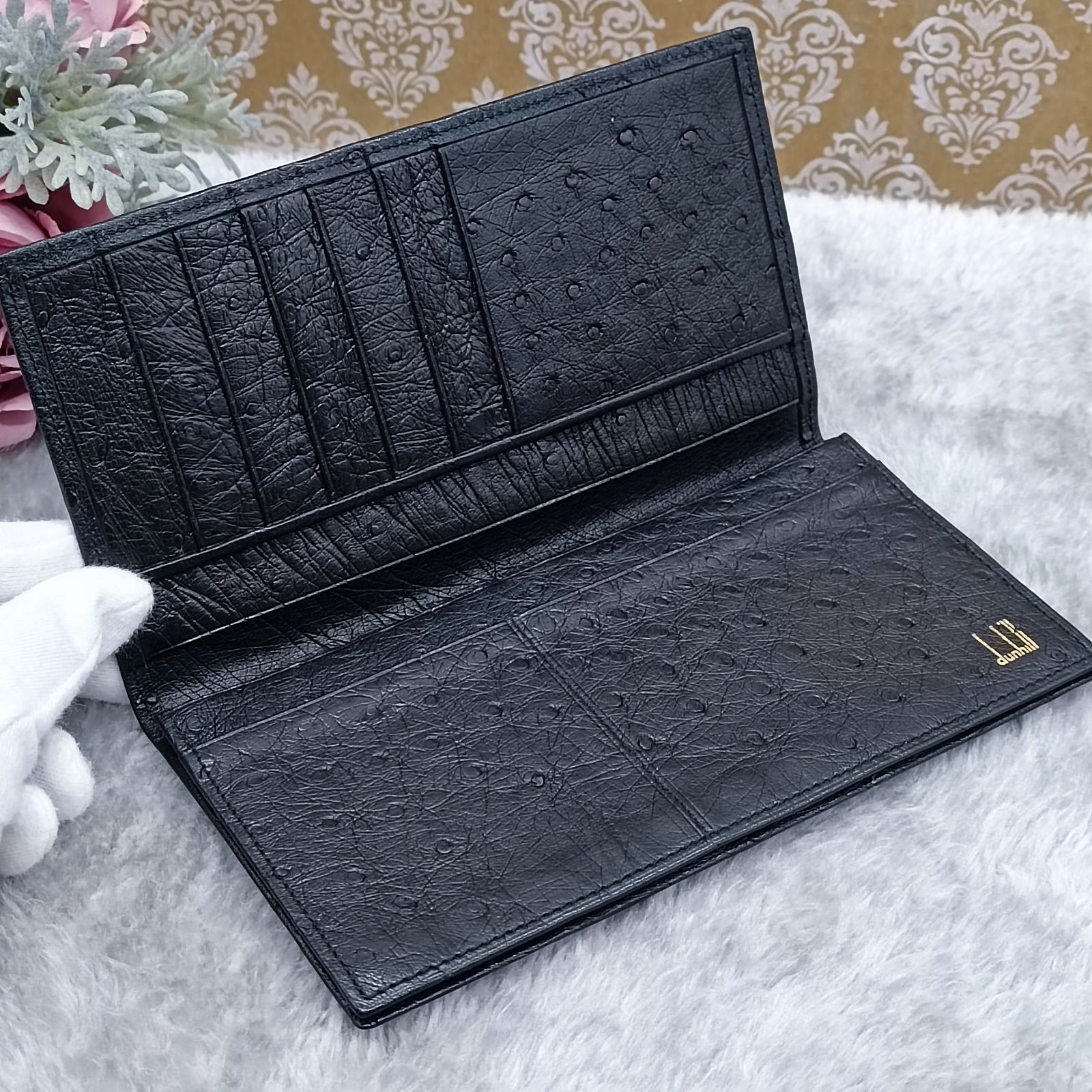 dunhill 》 ☆美品☆ ダンヒル 長財布 札入れ オーストリッチ フル 